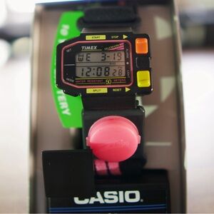 Vintage Rare Timex Pink and Black Digital Sport Watch